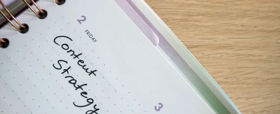 Planner page with Content Strategy handwritten on it
