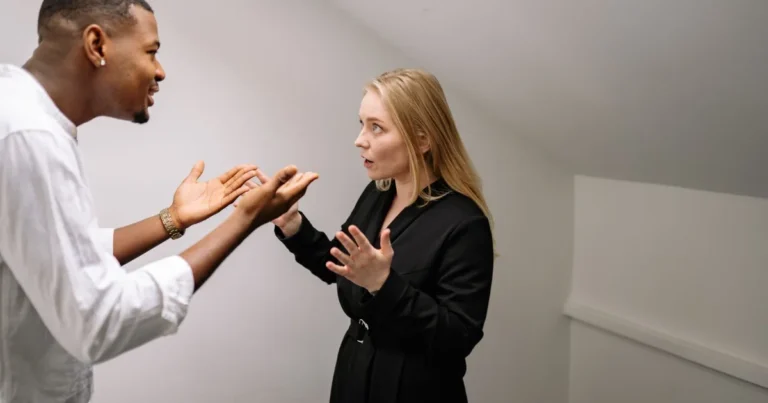 Couple in a tense discussion at home