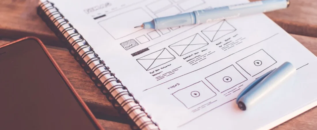 Website wireframe sketches used to plan a lawyer website redesign