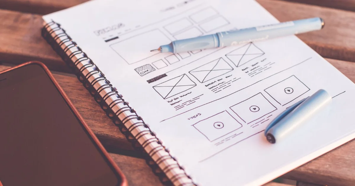Website wireframe sketches used to plan a lawyer website redesign