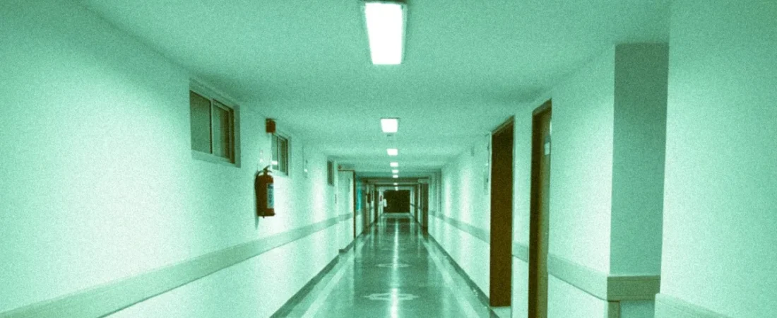 Empty modern hospital corridor