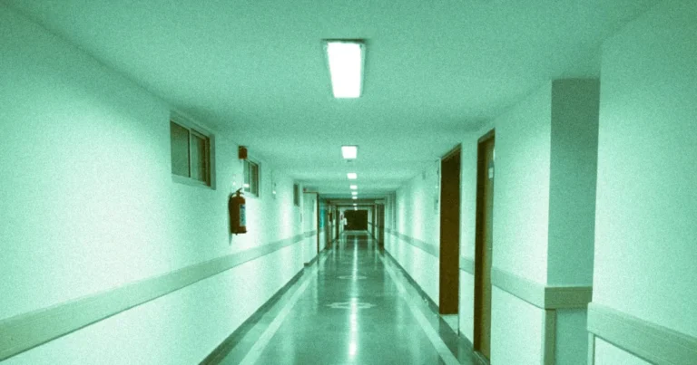 Empty modern hospital corridor