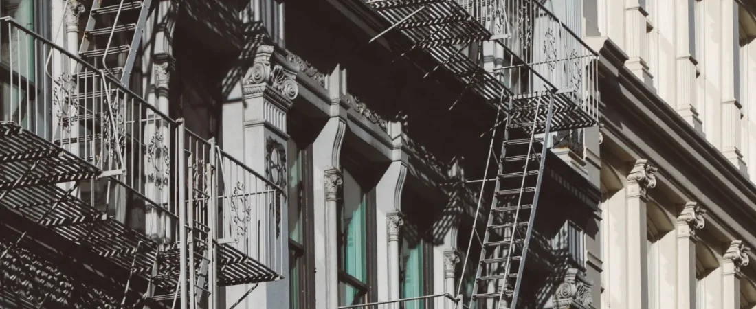 New York apartment buildings with fire escapes