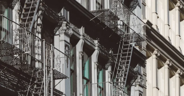 New York apartment buildings with fire escapes